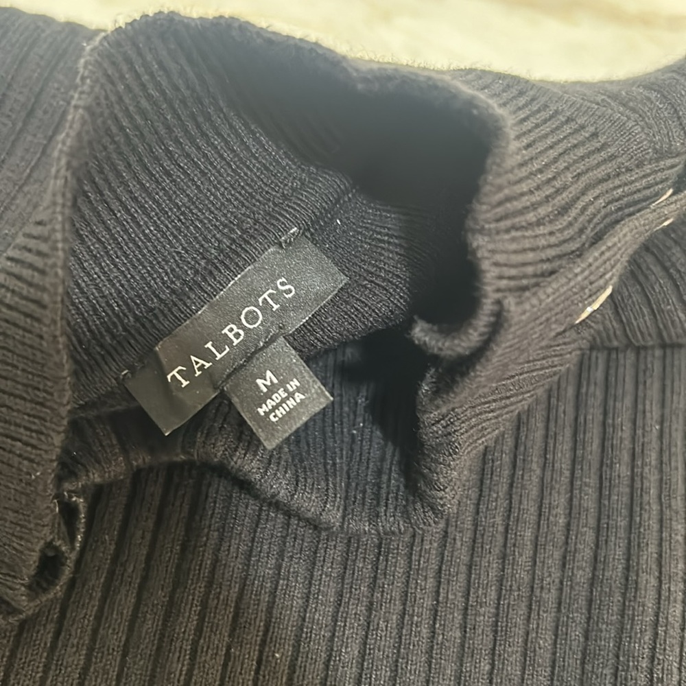 TALBOT LONG SLEEVE SUETER WOMEN SIZE M BLACK SHOULDER SNAP - Picture 8 of 9